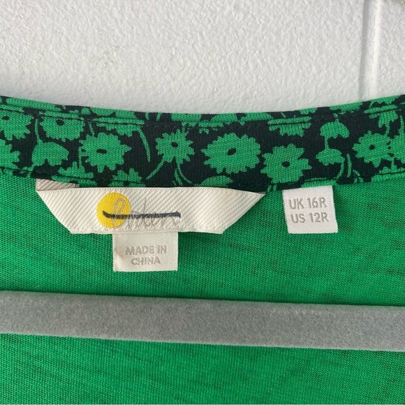 Boden Button Front Jersey Mini Dress in Green Bee Tulip Sprig Sz US 12 UK 16 - Picture 4 of 11